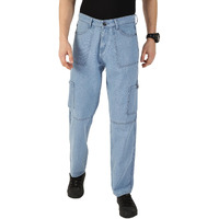 Thomas Scott Mens Mid Rise Relaxed Fit Cotton Cargo Jeans (Tsj307_Lightblue, 32)