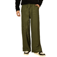 Thomas Scott Men's Polyblend Solid Loose Fit Trouser(Tsb075_Green_30)