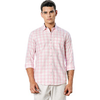 Thomas Scott Men's | Full Sleeve | 100% Cotton | Regular Fit | Check | Spread Collar | Shirts For Men (Available In Plus Size) Pink