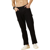 Thomas Scott Men Black Smart Cotton Lycra Joggers (Black, 36)