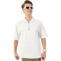 Thomas Scott Men's Cotton Solid Oversized Fit Polo T-Shirt(Tsspt07_White_L)