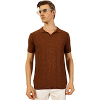 Thomas Scott Mens Regular Fit Polo Collar Half Sleeves Cotton Tshirt (Tsfk01_Brown, M)