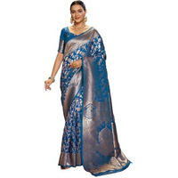 Varanga Banarasi Style Saree With Blouse Piece For Women