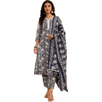 Varanga Women Ethnic Floral Printed Kurta With Trouser & Dupatta
