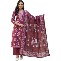 Varanga Floral Printed Detailed With Embroidered Placket Kurta With Trouser & Dupatta