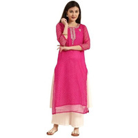 Varanga Women Pink Leheriya Embellished Kurta