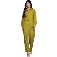 Varanga Women Olive Green Schiffli Co-Ord Set