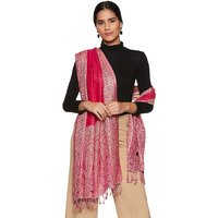 Weavers Villa Soft Viscose Kullu Border Design Winter Stoles, Shawls (Pink Paisley), 70Cm X 200Cm