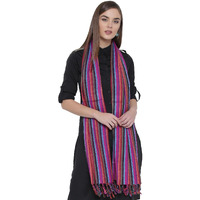Weavers Villa Women's Viscose Stripes Stole (Multicolour, Medium), 70Cm X 200Cm