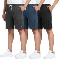 Xyxx Athleisure Men's Cotton Melange Shorts | Ultra-Smooth Casual Everyday Wear | Tailored Relaxed Fit Solid Hype Shorts With Zipper Pocket | Pack Of 3 (Medley Black+Medley Grey+Medley Blue, Medium)