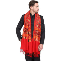 Weavers Villa Men's Floral Embroided Cashmilon Gents Shawls, Stoles, Muffler For Men, 70Cm X 200Cm