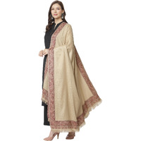 Weavers Villa Women's Poly Wool Woven Soft Shawls, Wraps (Beige), 100Cm X 200Cm