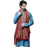 Weavers Villa Men's Acro Wool Blend Kani Woven Design Wraps, Stoles, Unisex Shawls, 100Cm X 200Cm (Maroon)