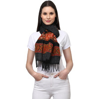 Weavers Villa Acro Wool Women's Muffler (Mf-902, Black Size: 34Cm X 200Cm)