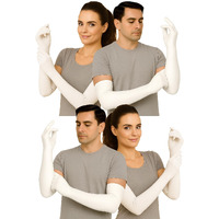 Weavers Villa Cotton Summer Glove For Men & Women | Anti-Slip Uv Protection Arm Hand Gloves | Outdoor Sun, Dust, Pollution Shield | Elastic Fit | Pack Of 4 Pairs (White)