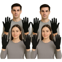 Weavers Villa Cotton Summer Glove For Men & Women | Anti-Slip Uv Protection Hand Gloves | Outdoor Sun, Dust, Pollution Shield | Elastic Fit | Pack Of 4 Pairs (Black, Short Hand Gloves (4 Pairs))