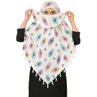 Weavers Villa Women's Cotton Floral Printed Face Cover Scarf | Uv Protection, Breathable Fabric | Reusable Hijab Style Shield For Sun, Dust & Pollution (Multi-1)