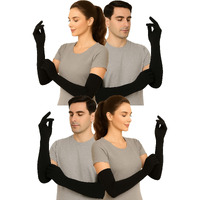 Weavers Villa Cotton Summer Glove For Men & Women | Anti-Slip Uv Protection Arm Hand Gloves | Outdoor Sun, Dust, Pollution Shield | Elastic Fit | Pack Of 4 Pairs (Black)