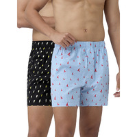 Xyxx Men's Super Combed Cotton Remix Printed Boxers Pack Of 2 (Xl; Thunder Bolt+Nautical Stripe)