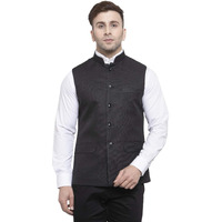 Wintage Men's Poly Cotton Festive And Casual Nehru Jacket Vest Waistcoat : Black, X-Small