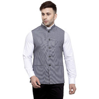Wintage Men's Poly Cotton Festive And Casual Nehru Jacket Vest Waistcoat : Grey, X-Small