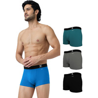 Xyxx Men Cotton Trunk, Regular Fit, Solid, Pack Of 4, Xytrnk4Pckn60L, Brilliant Blue+Legion Blue+Frost Grey+Black, L