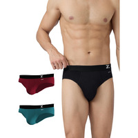 Xyxx Cotton Xybrf_R36_03 Relaxed Solid (Pack Of 3) (Aero Briefs For Men_Black + Dark Maroon + Legion Blue_Xl)