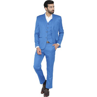 Wintage Men's Cotton Regular Fit 3-Piece Suit (3Pc1210Color6S46_Light Blue_46)