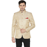 Wintage Men's Regular Fit Bandhgala Single Breasted Blazer (Blazer1308Color4S38_Gold_38)