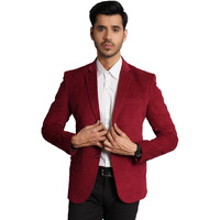 Wintage Corduroy Cotton Red Solid Blazer: Large
