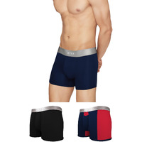 Xyxx Men's Underwear Illuminati Intellisoft Antimicrobial Micro Modal Trunk Pack Of 3 (Black;Black Iris;Black Iris & Tango Red ; S)