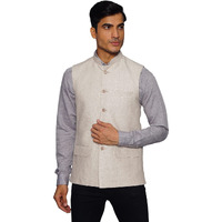 Wintage Men's Linen Formal And Evening Nehru Jacket Vest Waistcoat : Cream, Medium