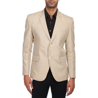 Wintage Men's Linen Tailored Fit Solid Evening/Casual Blazer Coat Jacket : Beige