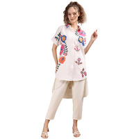 Womanista Women's Cotton Blend Floral Regular Set (Co-Ords_9205_White