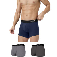 Xyxx Men Combed Cotton Trunk, Regular Fit, Solid, Pack Of 3, Xytrnk3Pckn901M, Estate Blue+Charcoal Grey+Ash Grey, M