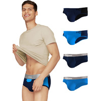 Xyxx Men's Underwear Dualist Intellisoft Antimicrobial Micro Modal Brief Pack Of 5 (Brilliant Blue & Black Iris ; Black Iris & Black ; Black Iris & Brilliant Blue ; Brilliant Blue ; Black Iris; L)