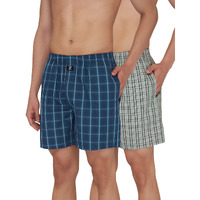 Xyxx Men's Super Combed Cotton Checkmate Boxer Shorts Elasticated Waist, Drawstring | Loungewear For Men Pack Of 2 (Xxl; Steal Grey Checks + Multi Bue Checks)