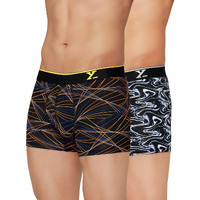 Xyxx Men Micro Modal Trunk, Snug Fit, Printed, Pack Of 2, Xytrnk2Pckn391S, Yellow Laser+Marble, S