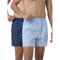 Xyxx Men's Super Combed Cotton Remix Printed Boxers Pack Of 2 (S; Shell Boat+Nautical Stripe)