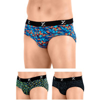 Xyxx Modal Brief For Men (Pack Of 3) (Xybrf_R5_33_Camo Blue & Orange+Lightning Bolt+Yoga Pet_S)
