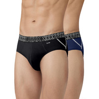Xyxx Men's Pure Cotton Regular Solid Brief (Pack Of 2) (Xy_Cr3_Brf1_02_03_Black Night+Midnight Blue_S)