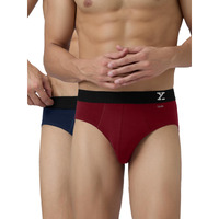 Xyxx Cotton Xybrf_R36_02 Relaxed Solid (Pack Of 2) (Aero Briefs For Men_Dark Maroon + Black Iris_L)