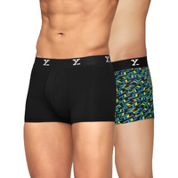 Xyxx Men's Underwear Shuffle Intellisoft Antimicrobial Micro Modal Trunk Pack Of 2 (Lightning Bolt;Black; Xl)
