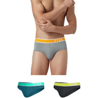 Xyxx Men Micro Modal Brief, Relaxed Fit, Solid, Pack Of 3, Xybrf3Pckn1039Xl, Ash Grey+Strom Grey+Emerald Green, Xl