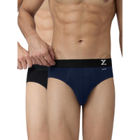 Xyxx Cotton Xybrf_R36_02 Relaxed Solid (Pack Of 2) (Aero Briefs For Men Black Iris_L)