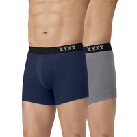 Xyxx Men Combed Cotton Trunk, Regular Fit, Solid, Pack Of 2, Xytrnk2Pckn628M, Estate Blue+Ash Grey, M