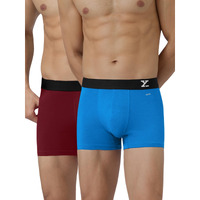 Xyxx Men's Cotton Classic Regular Solid Trunks (Pack Of 2) (Xytrnk_R36_2_Dark Maroon + Brilliant Blue_Xl)
