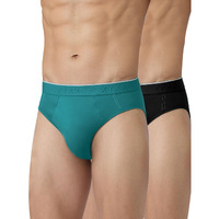 Xyxx Men Combed Cotton Brief, Regular Fit, Solid, Pack Of 2, Xybrf2Pckn658Xl, Emerald Green+Pitch Black, Xl