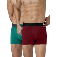 Xyxx Men Micro Modal Trunk, Snug Fit, Solid, Pack Of 2, Xytrnk2Pckn421S, Navigate+Tango Red, S