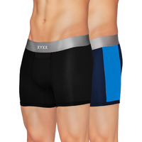 Xyxx Men's Underwear Illuminati Intellisoft Antimicrobial Micro Modal Trunk Pack Of 2 (Black Iris & Brilliant Blue ; Black; Xl)